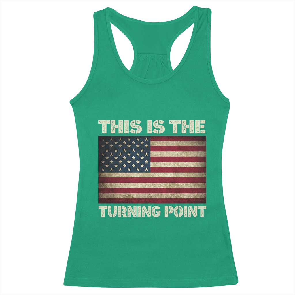 Retro This is The Turning Point Racerback Tank Top Vintage USA Freedom Patriotic America Flag - Wonder Print Shop