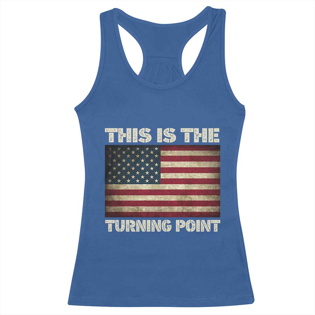 Retro This is The Turning Point Racerback Tank Top Vintage USA Freedom Patriotic America Flag - Wonder Print Shop