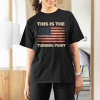 Retro This is The Turning Point T Shirt For Women Vintage USA Freedom Patriotic America Flag - Wonder Print Shop