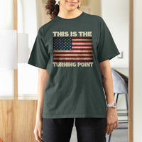 Retro This is The Turning Point T Shirt For Women Vintage USA Freedom Patriotic America Flag - Wonder Print Shop