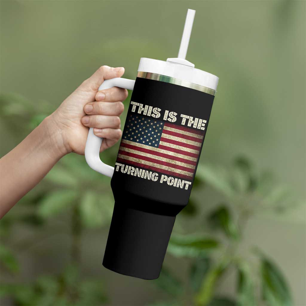 Retro This is The Turning Point Tumbler With Handle Vintage USA Freedom Patriotic America Flag - Wonder Print Shop