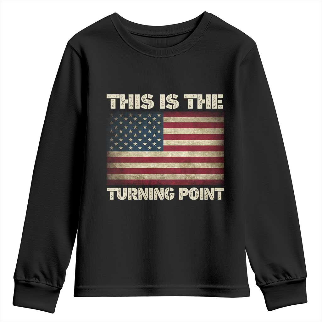 Retro This is The Turning Point Youth Sweatshirt Vintage USA Freedom Patriotic America Flag - Wonder Print Shop