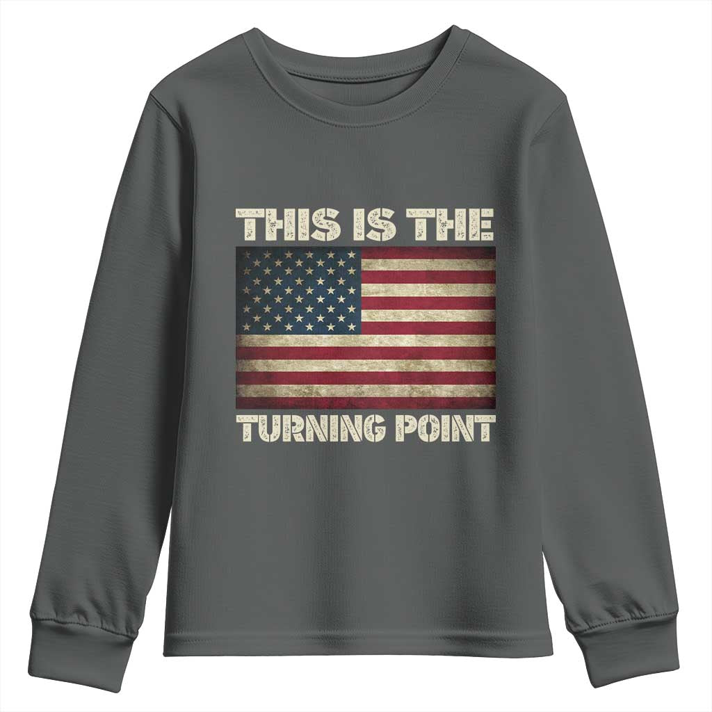 Retro This is The Turning Point Youth Sweatshirt Vintage USA Freedom Patriotic America Flag - Wonder Print Shop