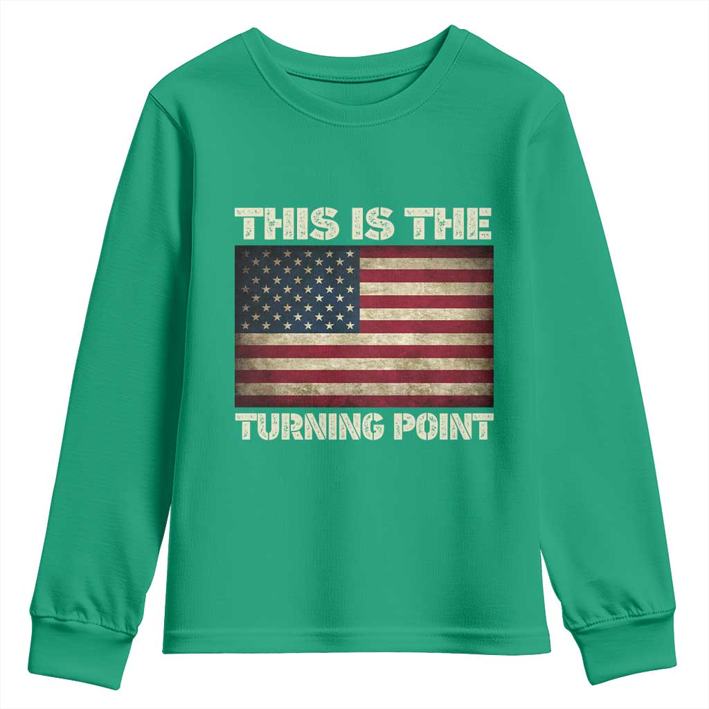 Retro This is The Turning Point Youth Sweatshirt Vintage USA Freedom Patriotic America Flag - Wonder Print Shop