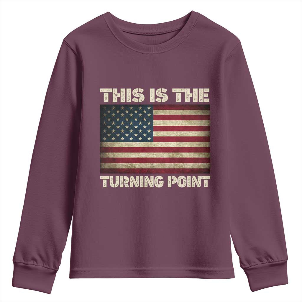 Retro This is The Turning Point Youth Sweatshirt Vintage USA Freedom Patriotic America Flag - Wonder Print Shop