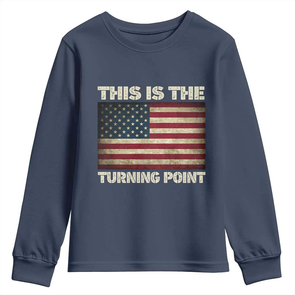 Retro This is The Turning Point Youth Sweatshirt Vintage USA Freedom Patriotic America Flag - Wonder Print Shop