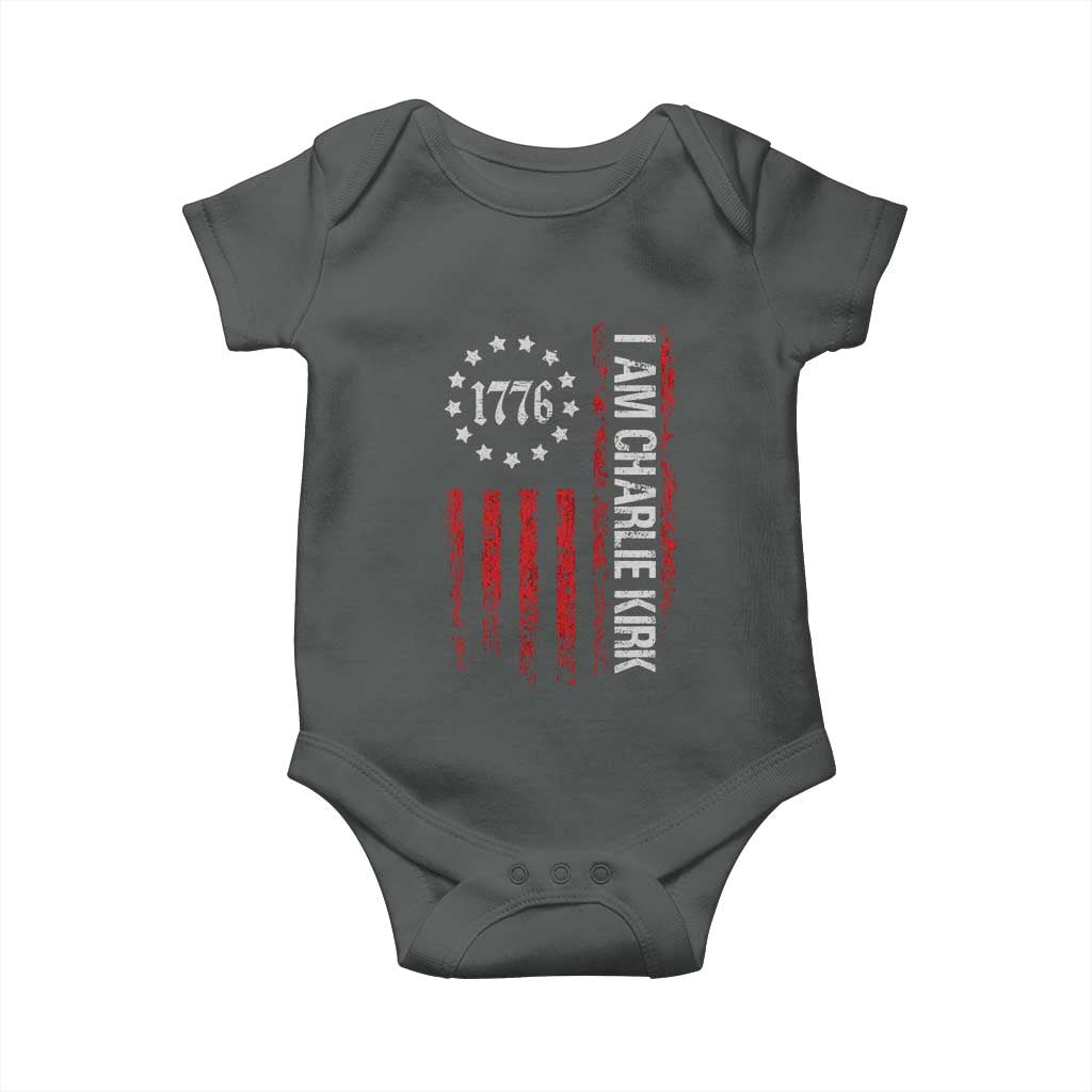 I Am Charlie Kirk Baby Onesie Freedom Vintage Old American Flag Patriotic 1776 - Wonder Print Shop
