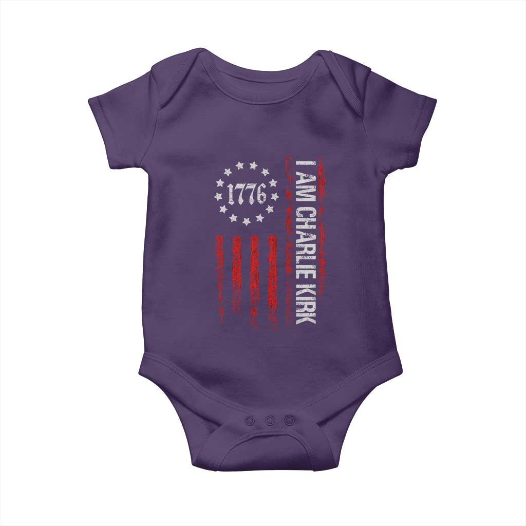 I Am Charlie Kirk Baby Onesie Freedom Vintage Old American Flag Patriotic 1776 - Wonder Print Shop