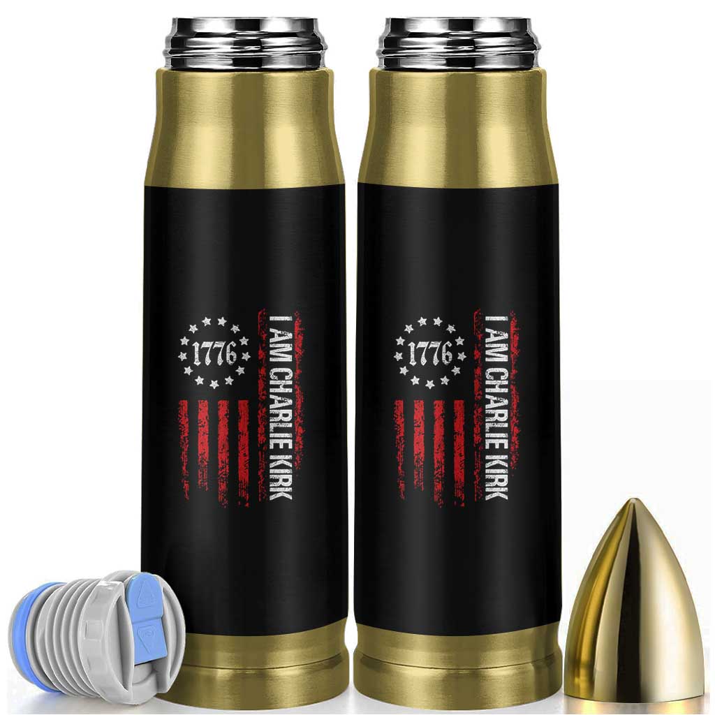 I Am Charlie Kirk Bullet Tumbler Freedom Vintage Old American Flag Patriotic 1776 - Wonder Print Shop