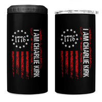 I Am Charlie Kirk 4 in 1 Can Cooler Tumbler Freedom Vintage Old American Flag Patriotic 1776 - Wonder Print Shop
