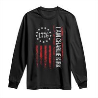 I Am Charlie Kirk Long Sleeve Shirt Freedom Vintage Old American Flag Patriotic 1776 - Wonder Print Shop