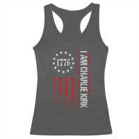 I Am Charlie Kirk Racerback Tank Top Freedom Vintage Old American Flag Patriotic 1776 - Wonder Print Shop