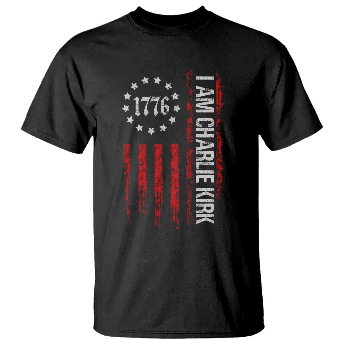 I Am Charlie Kirk T Shirt Freedom Vintage Old American Flag Patriotic 1776 - Wonder Print Shop