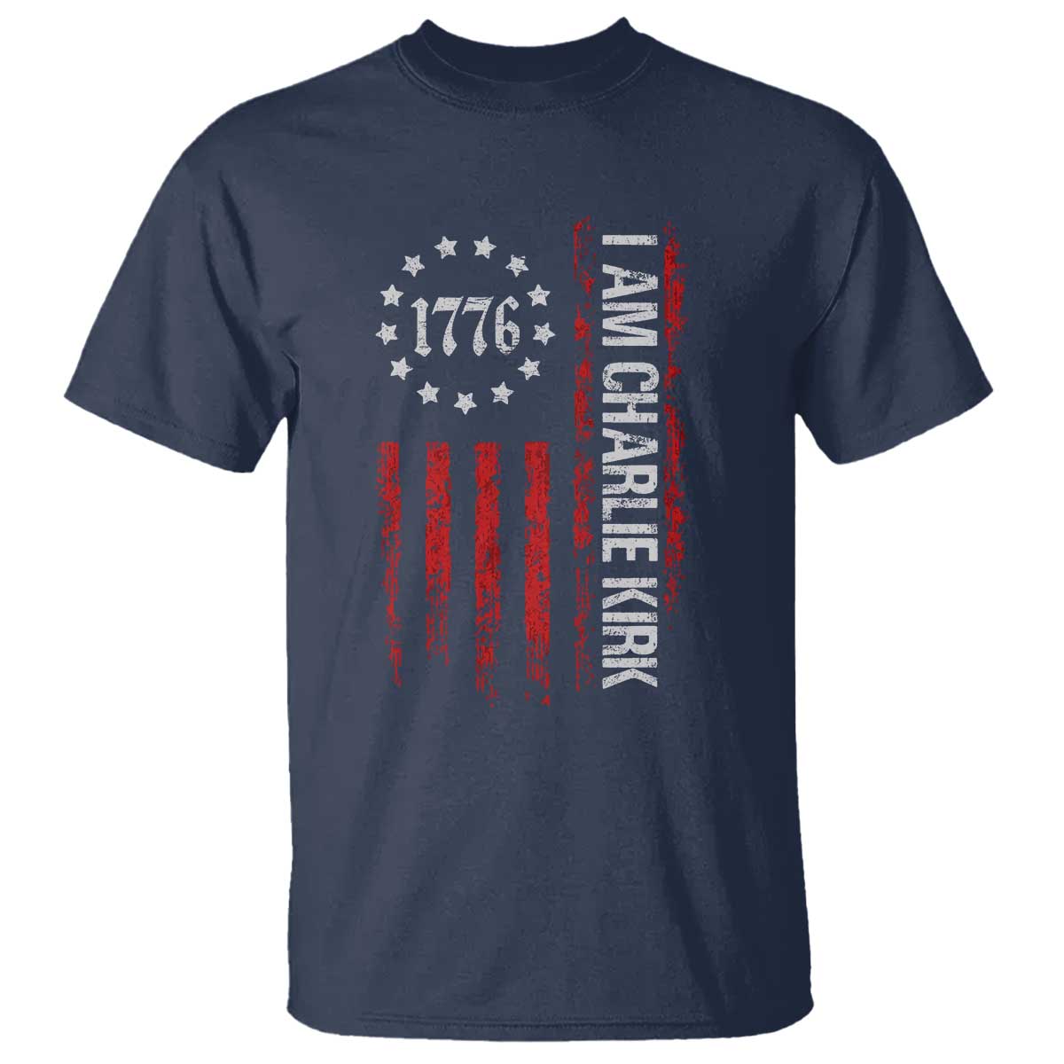 I Am Charlie Kirk T Shirt Freedom Vintage Old American Flag Patriotic 1776 - Wonder Print Shop