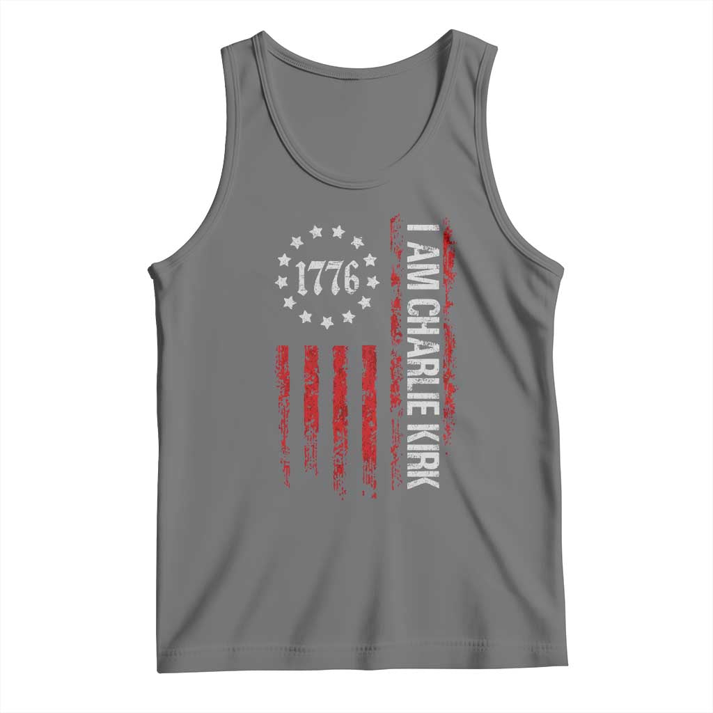I Am Charlie Kirk Tank Top Freedom Vintage Old American Flag Patriotic 1776 - Wonder Print Shop