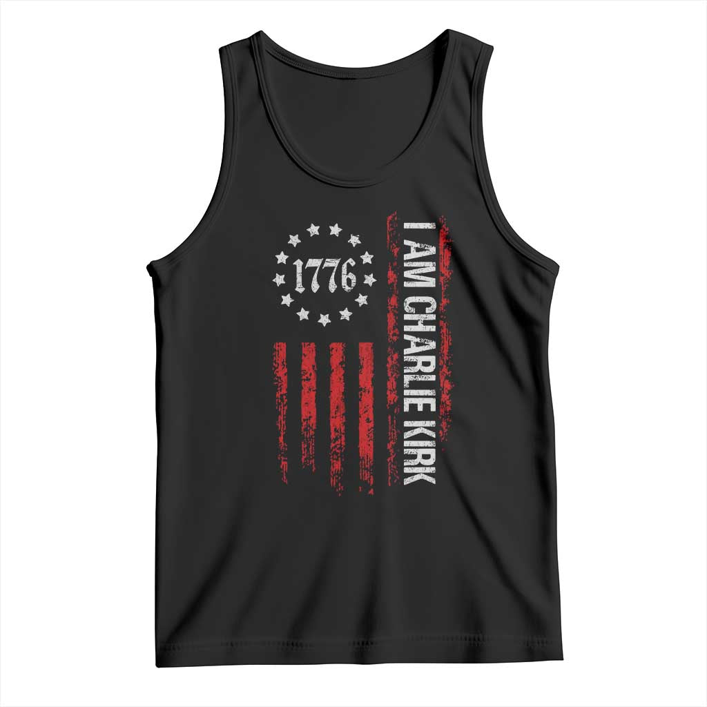 I Am Charlie Kirk Tank Top Freedom Vintage Old American Flag Patriotic 1776 - Wonder Print Shop