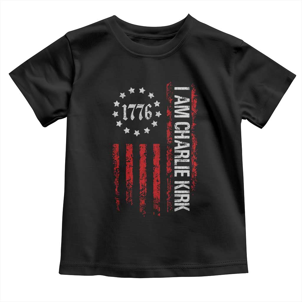 I Am Charlie Kirk Toddler T Shirt Freedom Vintage Old American Flag Patriotic 1776 - Wonder Print Shop