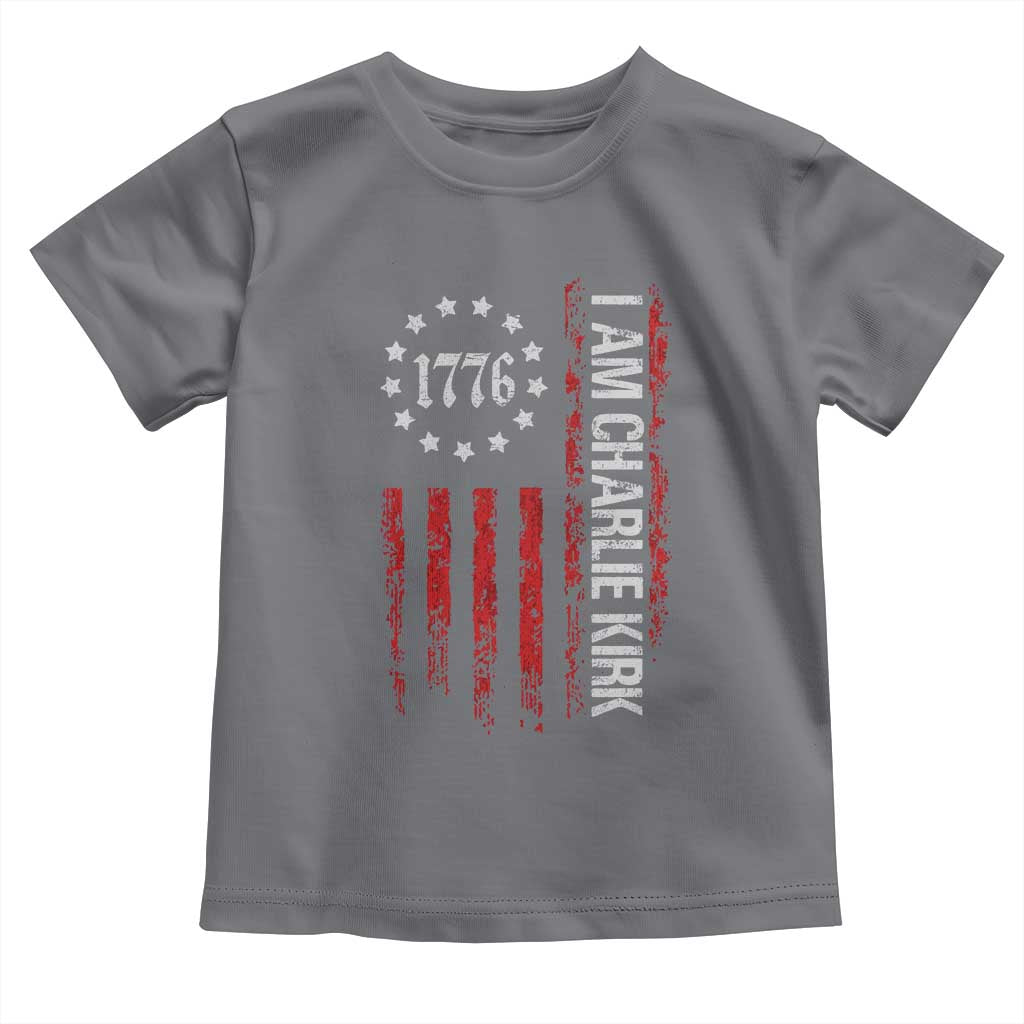 I Am Charlie Kirk Toddler T Shirt Freedom Vintage Old American Flag Patriotic 1776 - Wonder Print Shop