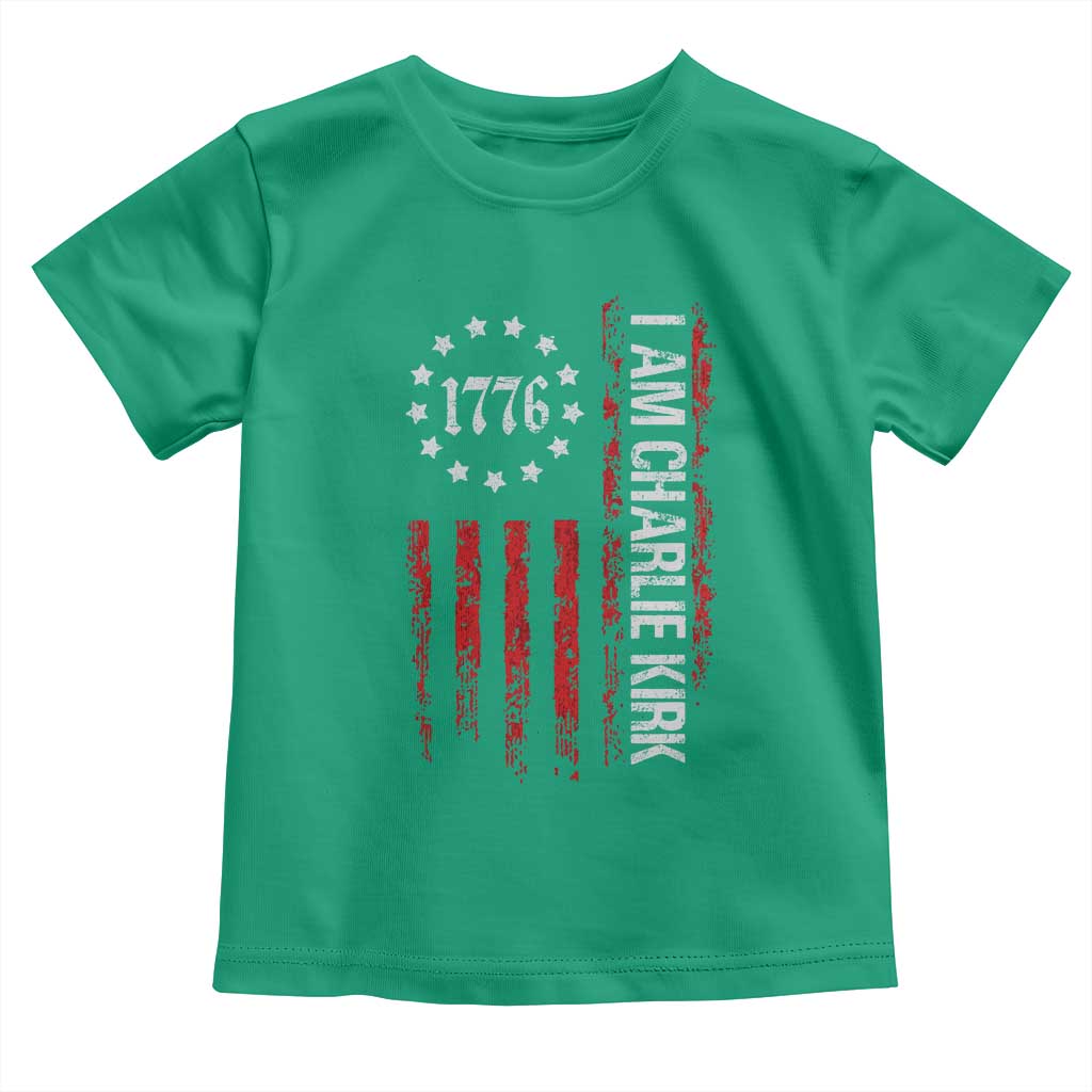 I Am Charlie Kirk Toddler T Shirt Freedom Vintage Old American Flag Patriotic 1776 - Wonder Print Shop