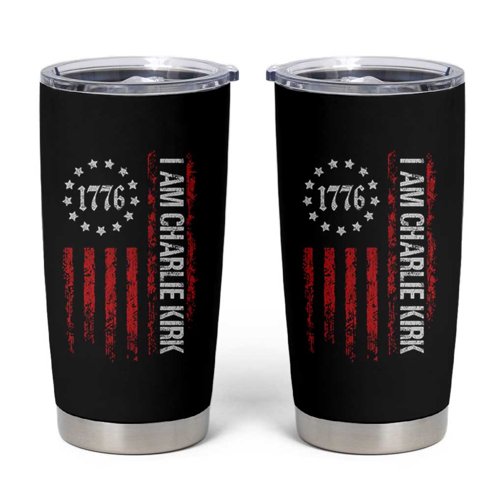 I Am Charlie Kirk Tumbler Cup Freedom Vintage Old American Flag Patriotic 1776 - Wonder Print Shop