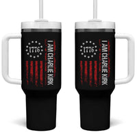 I Am Charlie Kirk Tumbler With Handle Freedom Vintage Old American Flag Patriotic 1776 - Wonder Print Shop