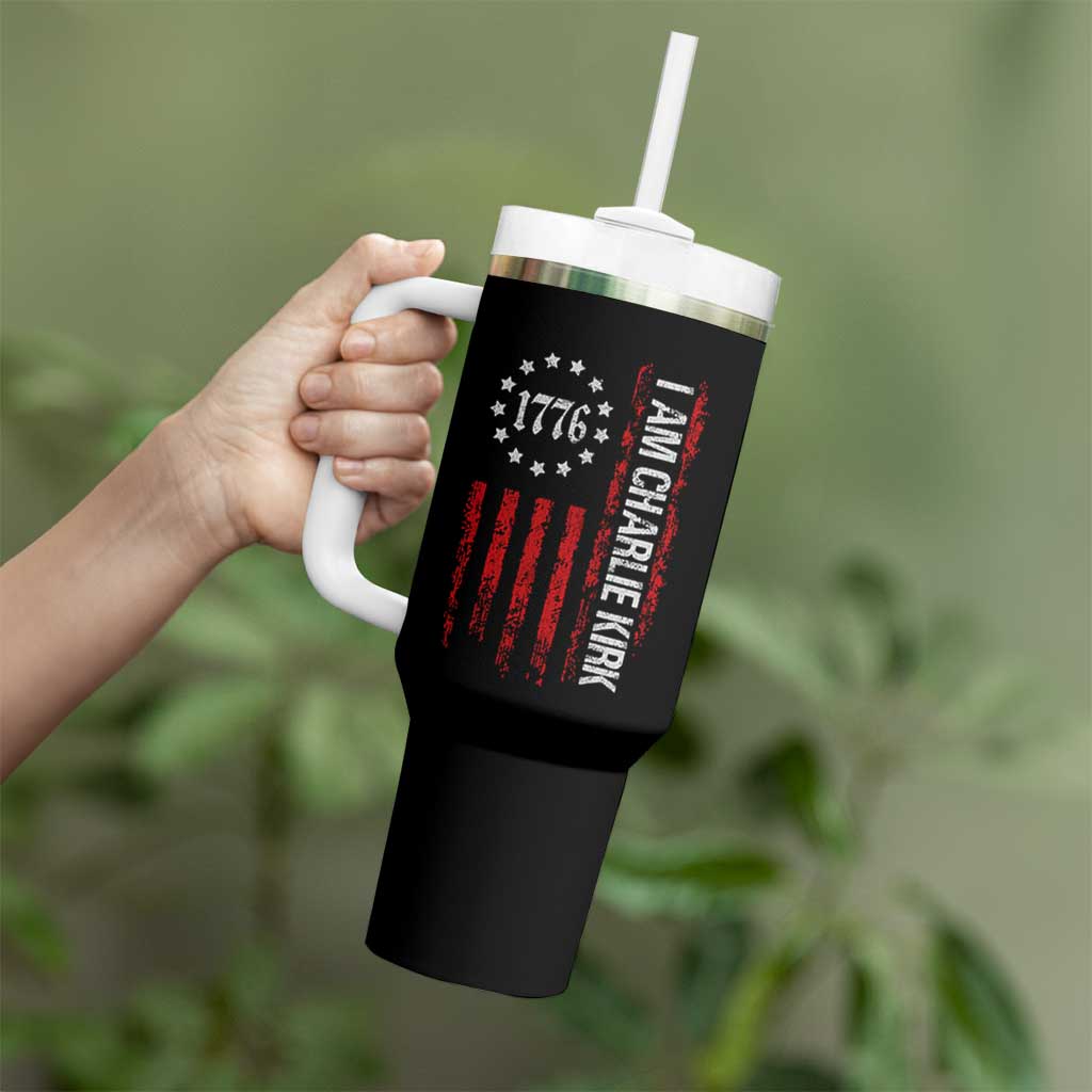 I Am Charlie Kirk Tumbler With Handle Freedom Vintage Old American Flag Patriotic 1776 - Wonder Print Shop