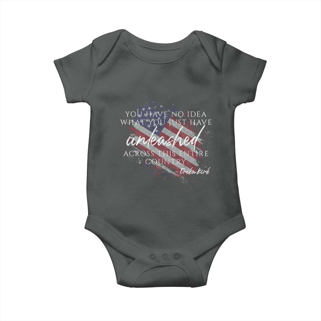 Charlie Kirk Memorial Baby Onesie Erika Kirk Quote Patriotism Faith Gods Merciful Love - Wonder Print Shop