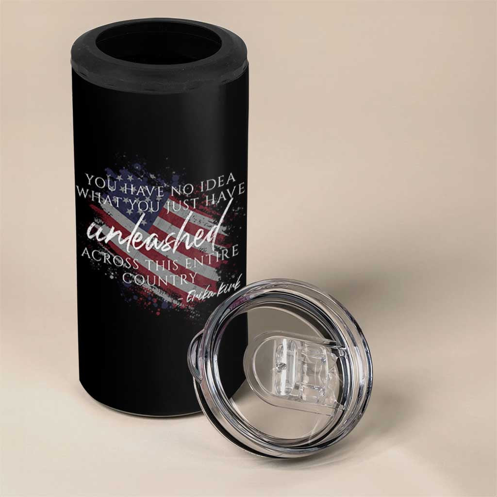 Charlie Kirk Memorial 4 in 1 Can Cooler Tumbler Erika Kirk Quote Patriotism Faith Gods Merciful Love - Wonder Print Shop
