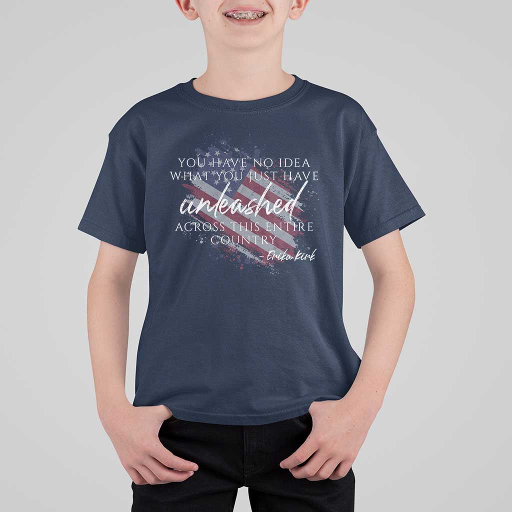 Charlie Kirk Memorial T Shirt For Kid Erika Kirk Quote Patriotism Faith Gods Merciful Love - Wonder Print Shop