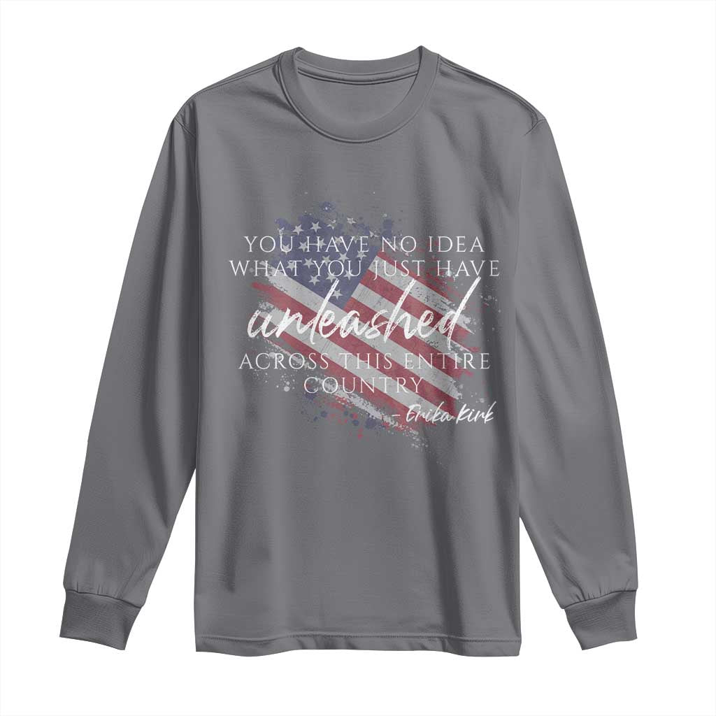 Charlie Kirk Memorial Long Sleeve Shirt Erika Kirk Quote Patriotism Faith Gods Merciful Love - Wonder Print Shop