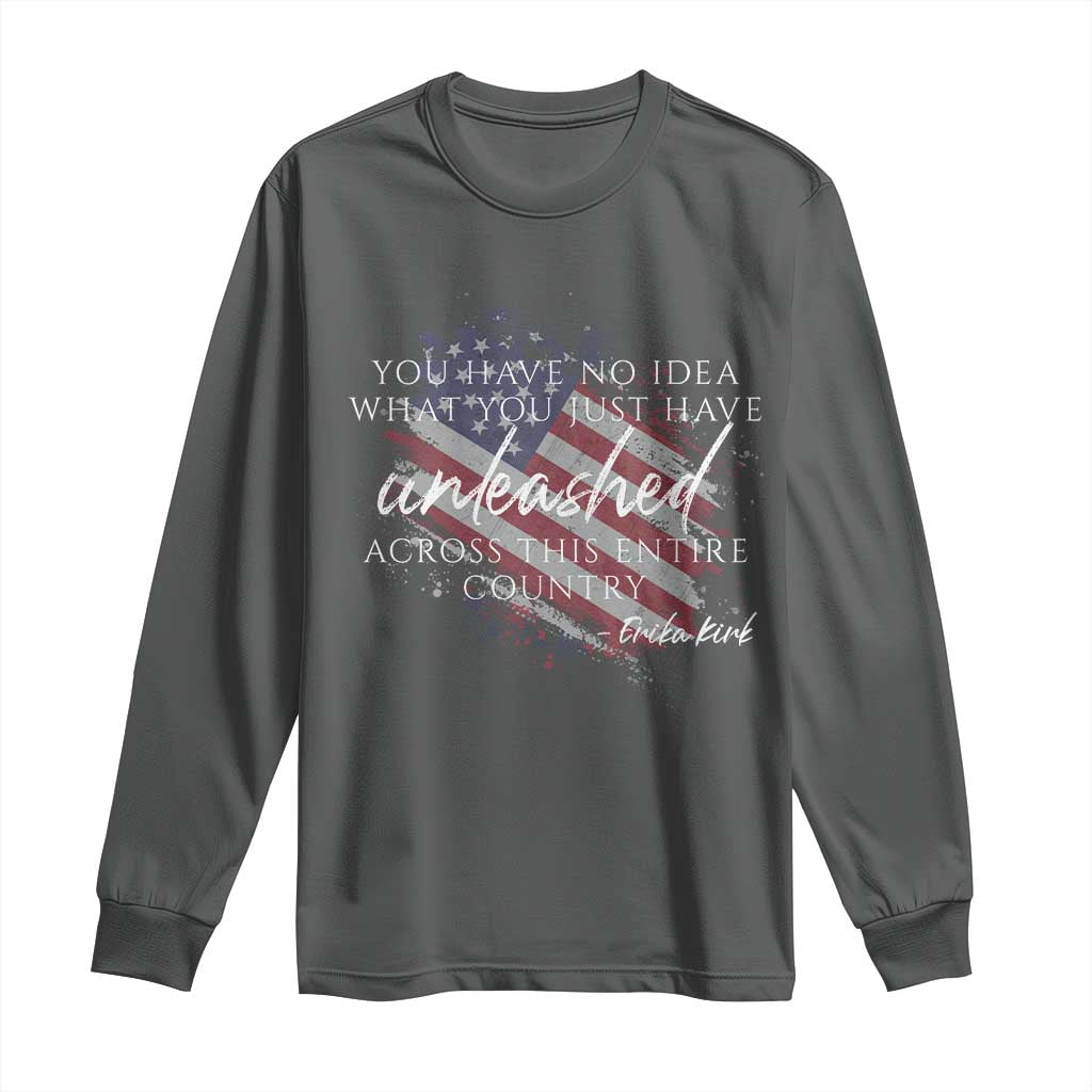 Charlie Kirk Memorial Long Sleeve Shirt Erika Kirk Quote Patriotism Faith Gods Merciful Love - Wonder Print Shop