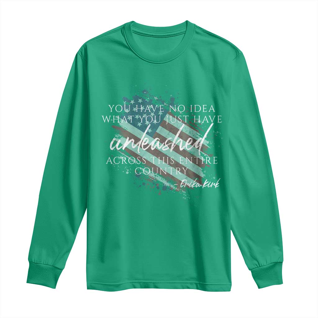 Charlie Kirk Memorial Long Sleeve Shirt Erika Kirk Quote Patriotism Faith Gods Merciful Love - Wonder Print Shop
