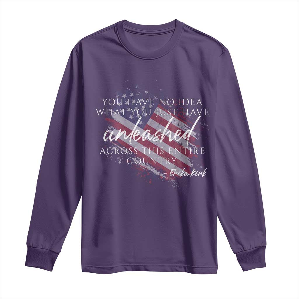 Charlie Kirk Memorial Long Sleeve Shirt Erika Kirk Quote Patriotism Faith Gods Merciful Love - Wonder Print Shop