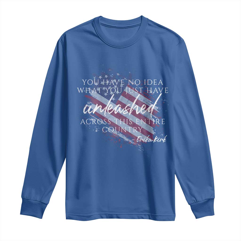 Charlie Kirk Memorial Long Sleeve Shirt Erika Kirk Quote Patriotism Faith Gods Merciful Love - Wonder Print Shop