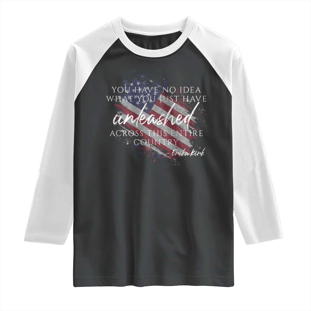 Charlie Kirk Memorial Raglan Shirt Erika Kirk Quote Patriotism Faith Gods Merciful Love - Wonder Print Shop