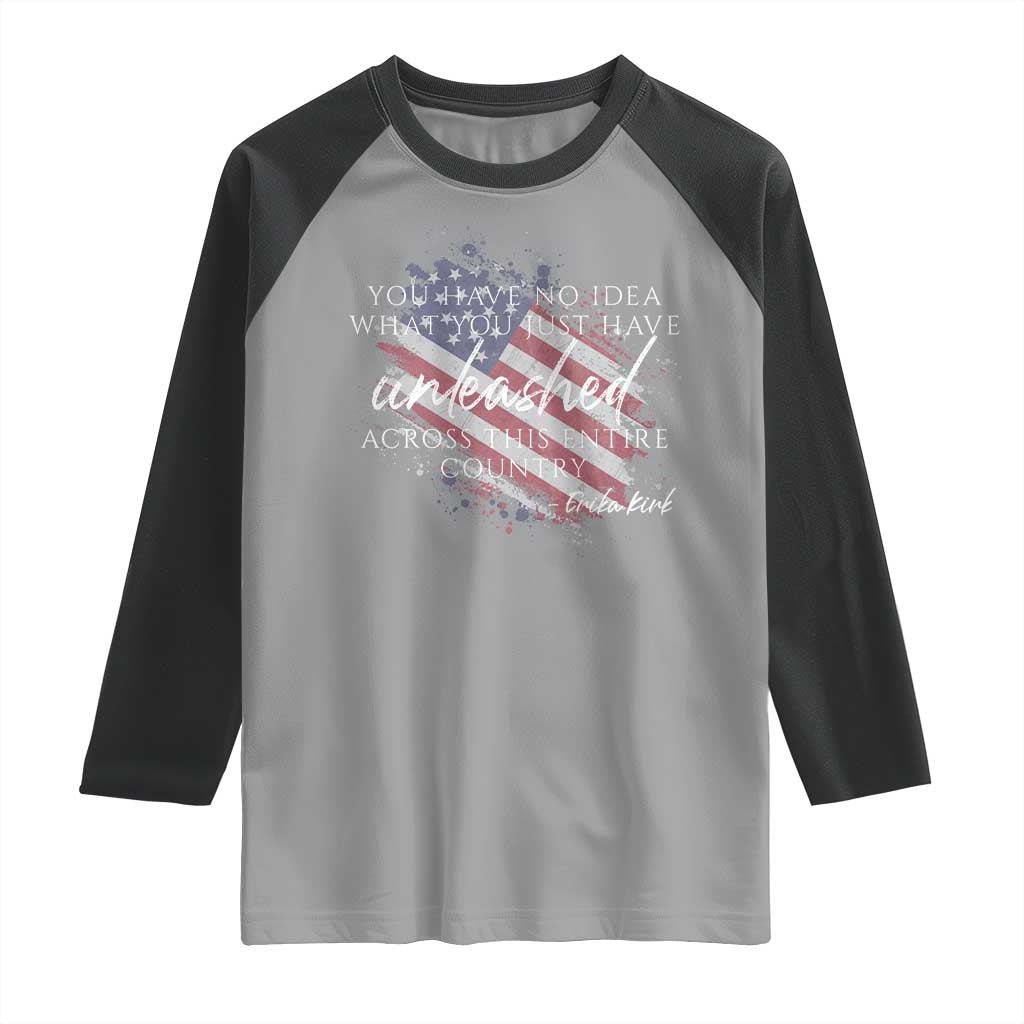 Charlie Kirk Memorial Raglan Shirt Erika Kirk Quote Patriotism Faith Gods Merciful Love - Wonder Print Shop