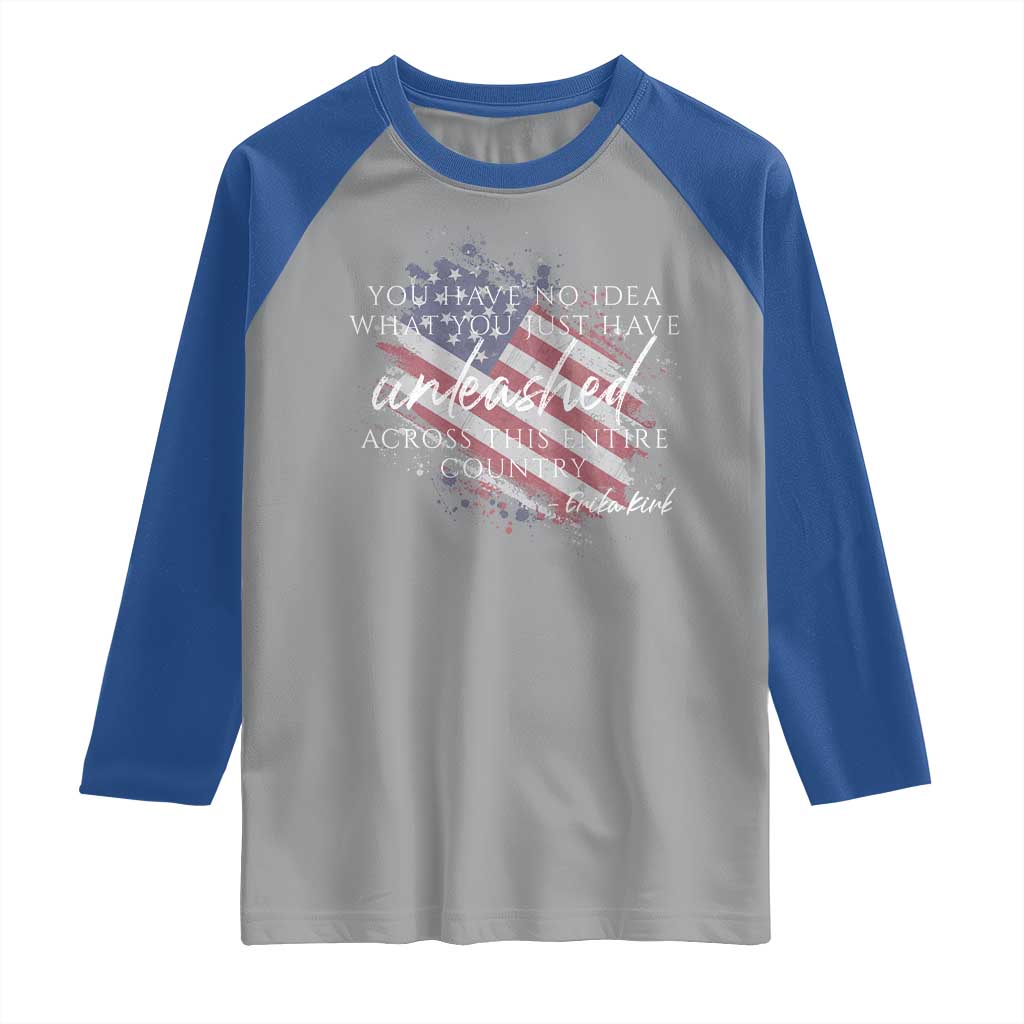 Charlie Kirk Memorial Raglan Shirt Erika Kirk Quote Patriotism Faith Gods Merciful Love - Wonder Print Shop
