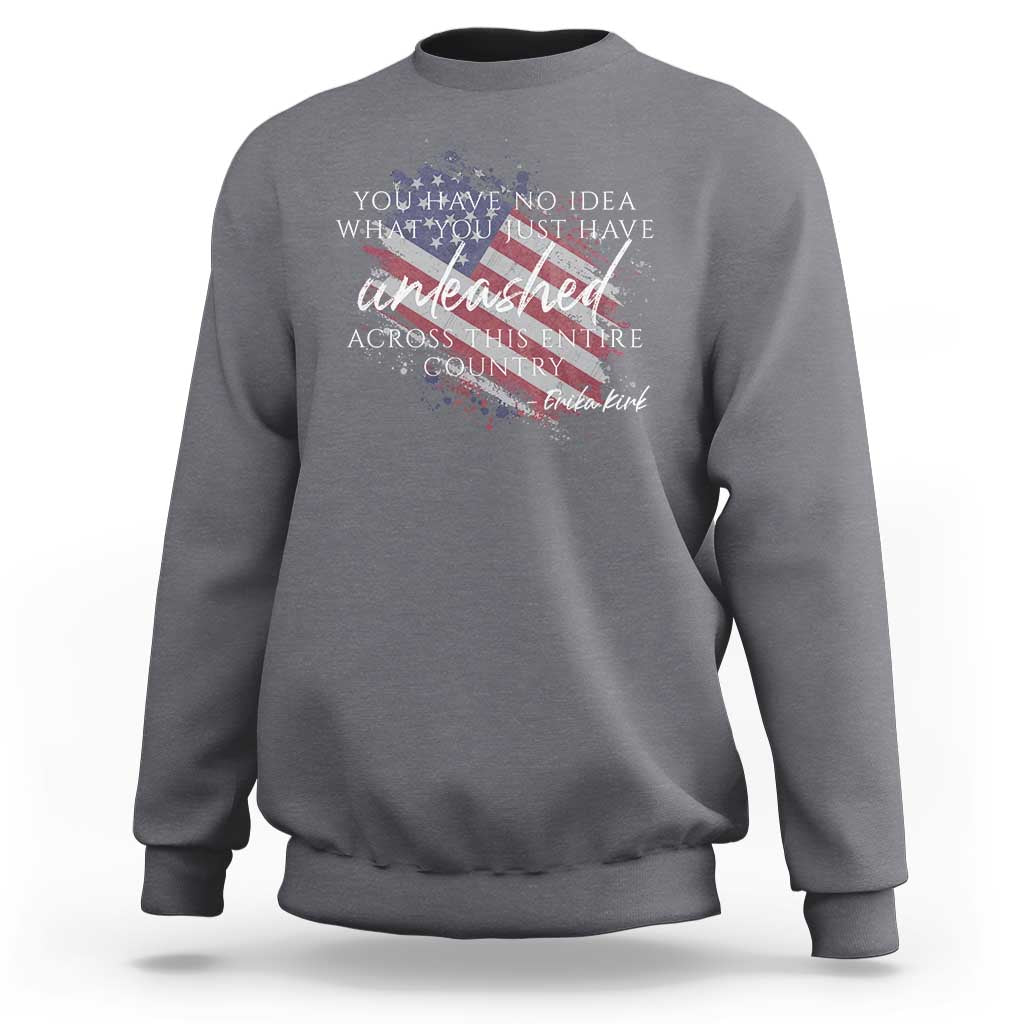 Charlie Kirk Memorial Sweatshirt Erika Kirk Quote Patriotism Faith Gods Merciful Love - Wonder Print Shop