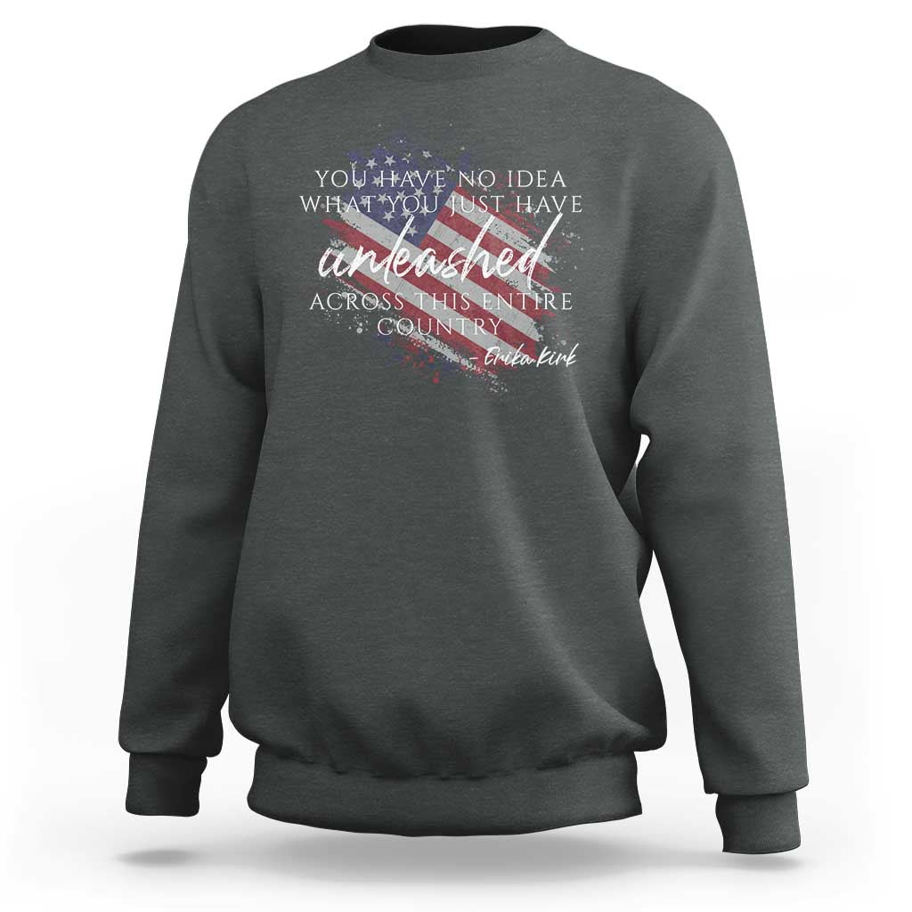 Charlie Kirk Memorial Sweatshirt Erika Kirk Quote Patriotism Faith Gods Merciful Love - Wonder Print Shop