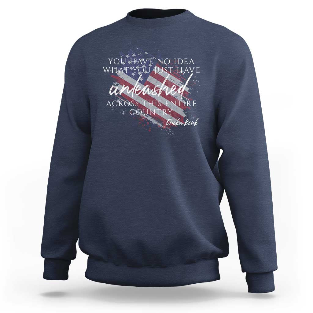 Charlie Kirk Memorial Sweatshirt Erika Kirk Quote Patriotism Faith Gods Merciful Love - Wonder Print Shop