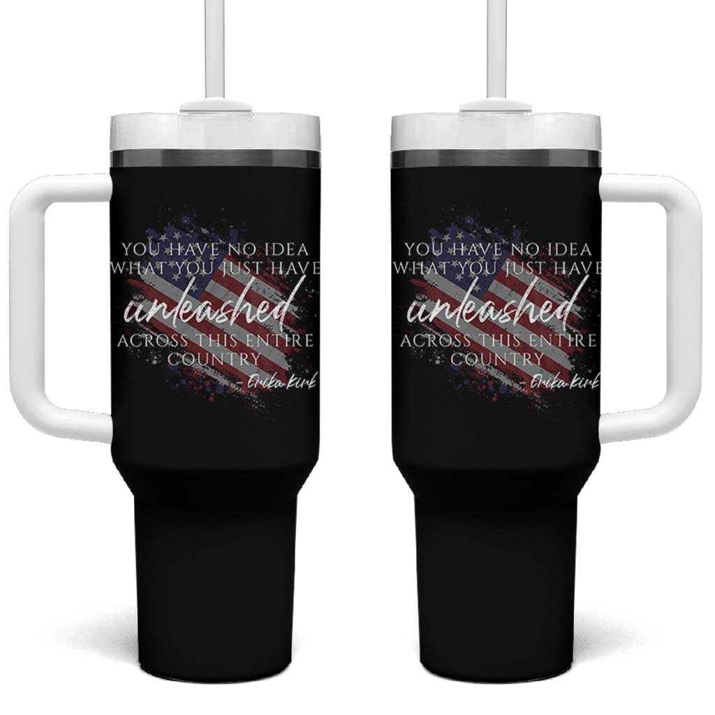 Charlie Kirk Memorial Tumbler With Handle Erika Kirk Quote Patriotism Faith Gods Merciful Love - Wonder Print Shop