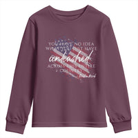 Charlie Kirk Memorial Youth Sweatshirt Erika Kirk Quote Patriotism Faith Gods Merciful Love - Wonder Print Shop