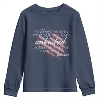 Charlie Kirk Memorial Youth Sweatshirt Erika Kirk Quote Patriotism Faith Gods Merciful Love - Wonder Print Shop