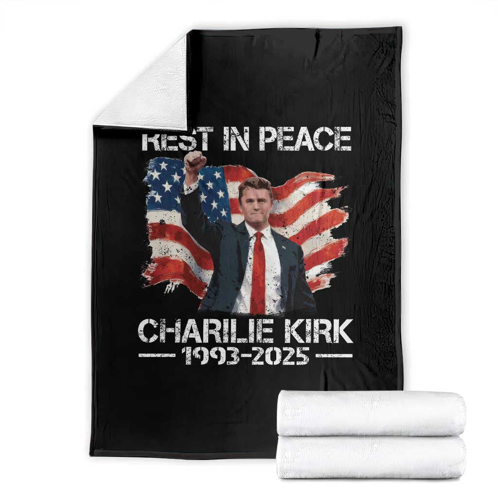 Rest in Peace Charlie Kirk Throw Blanket Memorial Tribute Charlie A True Patriot USA Flag - Wonder Print Shop
