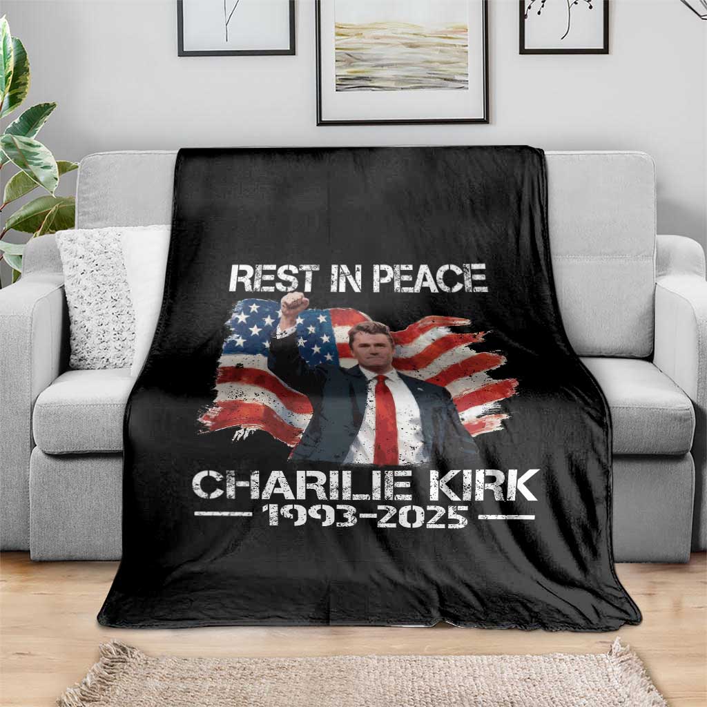 Rest in Peace Charlie Kirk Throw Blanket Memorial Tribute Charlie A True Patriot USA Flag - Wonder Print Shop