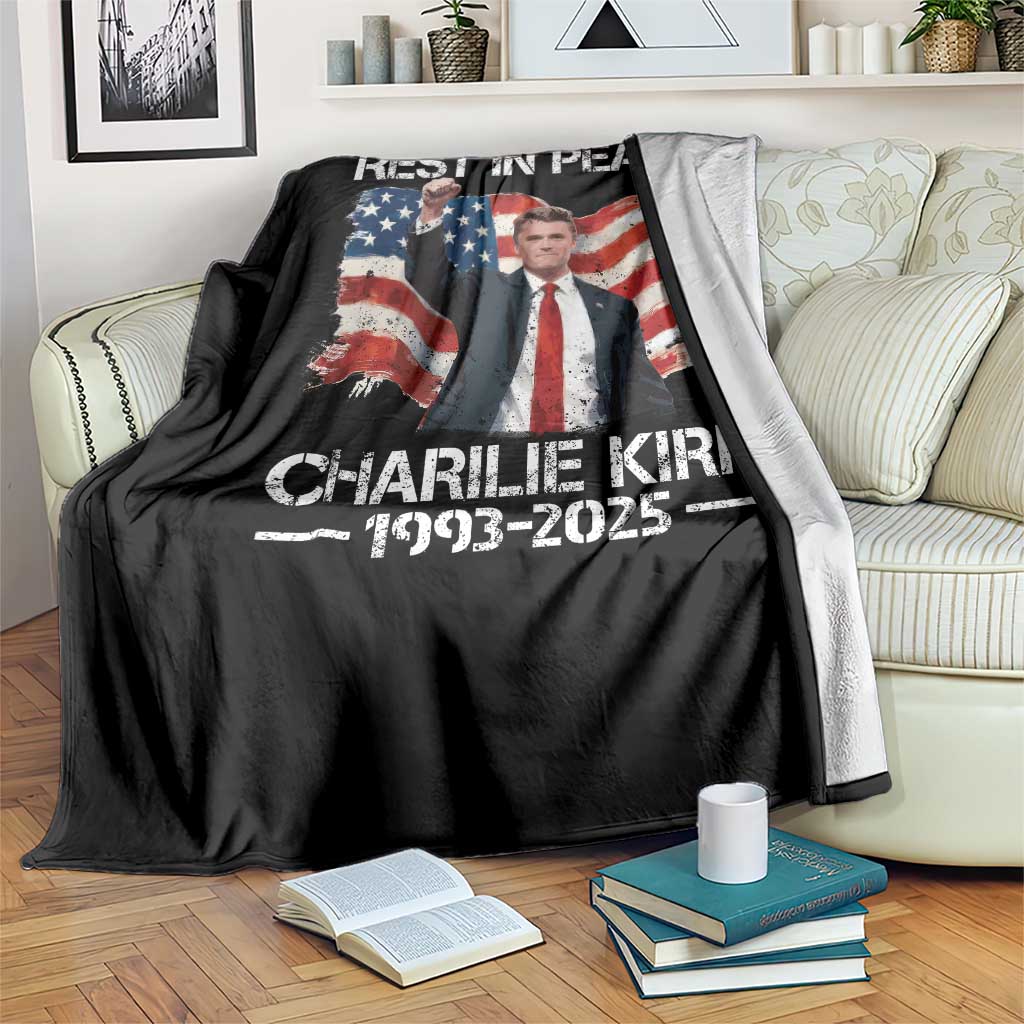 Rest in Peace Charlie Kirk Throw Blanket Memorial Tribute Charlie A True Patriot USA Flag - Wonder Print Shop