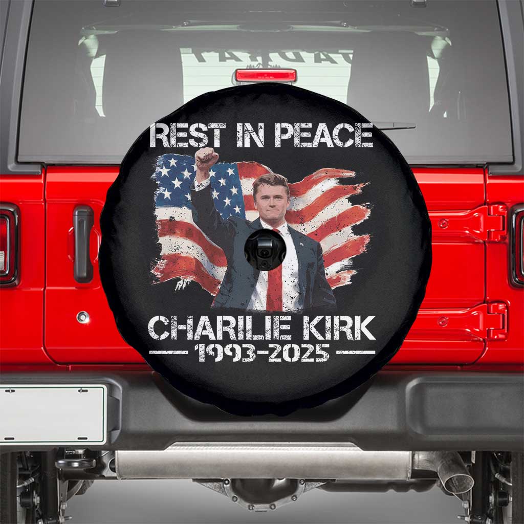 Rest in Peace Charlie Kirk Spare Tire Cover Memorial Tribute Charlie A True Patriot USA Flag - Wonder Print Shop
