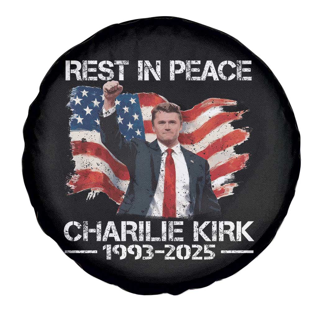 Rest in Peace Charlie Kirk Spare Tire Cover Memorial Tribute Charlie A True Patriot USA Flag - Wonder Print Shop