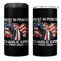 Rest in Peace Charlie Kirk 4 in 1 Can Cooler Tumbler Memorial Tribute Charlie A True Patriot USA Flag - Wonder Print Shop