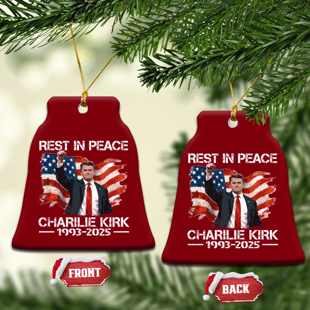 Rest in Peace Charlie Kirk Ceramic Ornament Memorial Tribute Charlie A True Patriot USA Flag - Wonder Print Shop